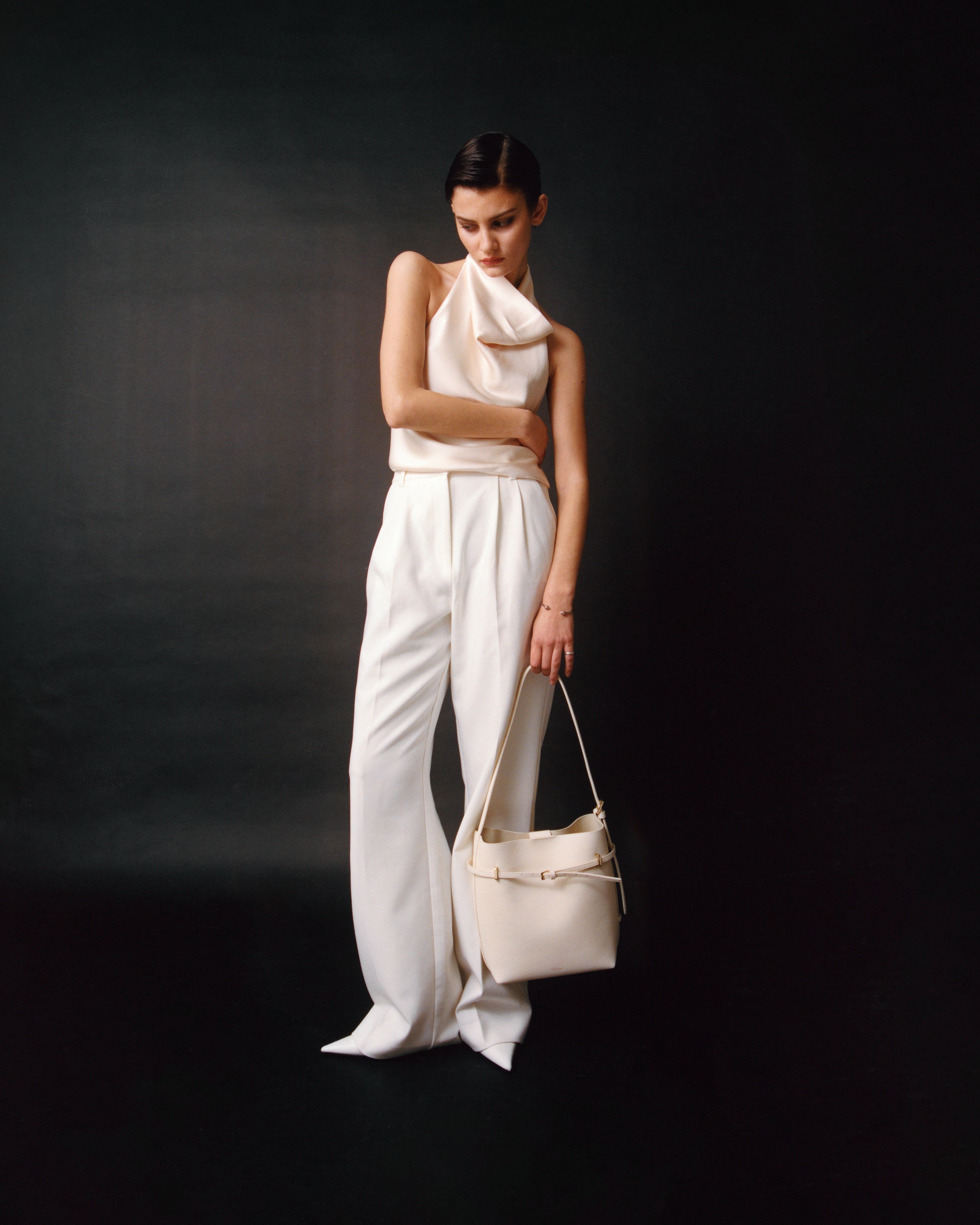 Small Ivory Belted Tote Bag (Final Sale)