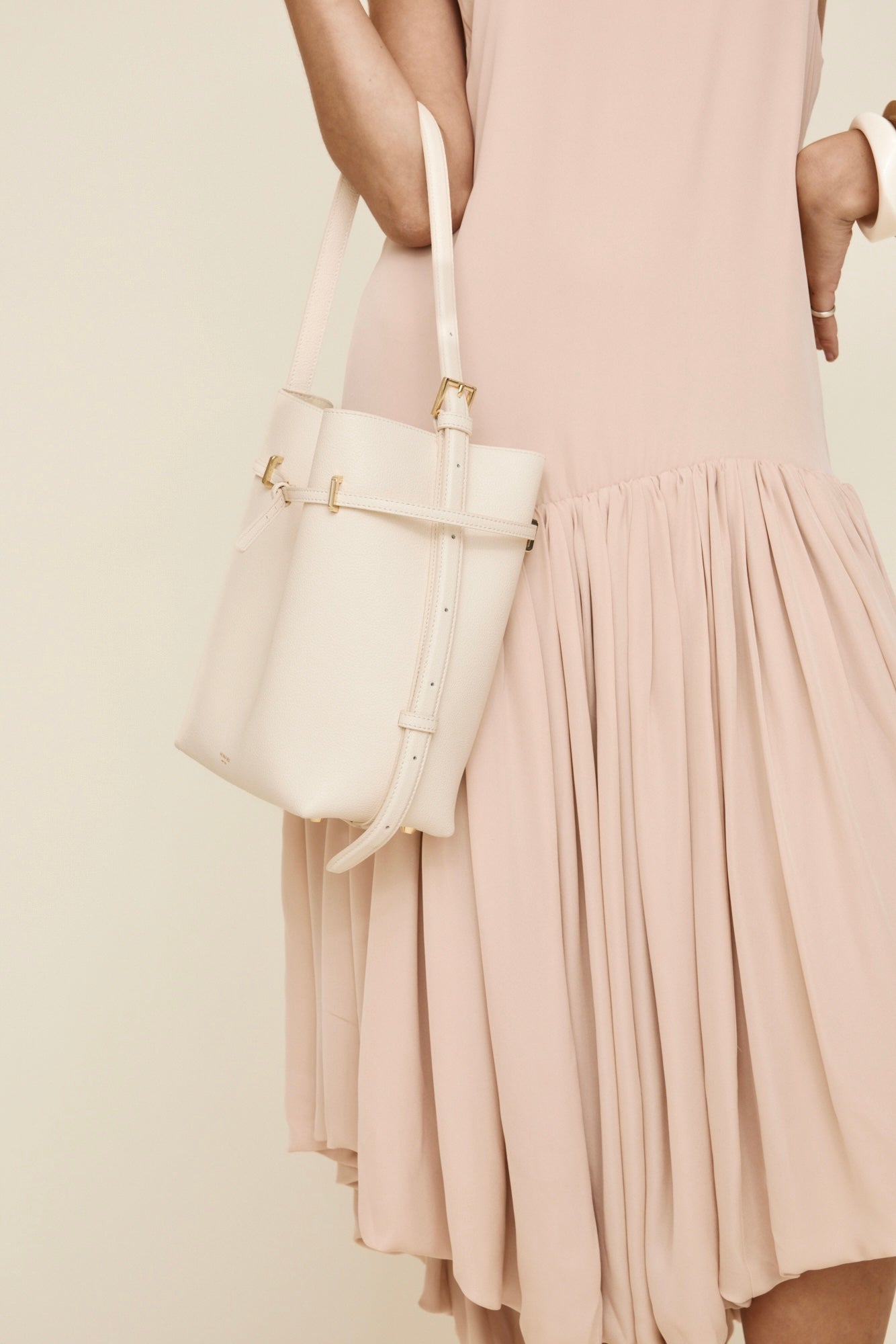 Small Ivory Belted Tote Bag (Final Sale)