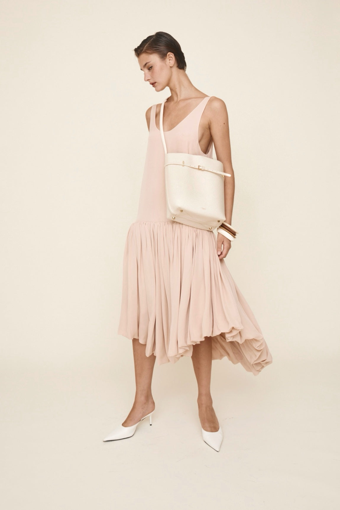 Small Ivory Belted Tote Bag (Final Sale)