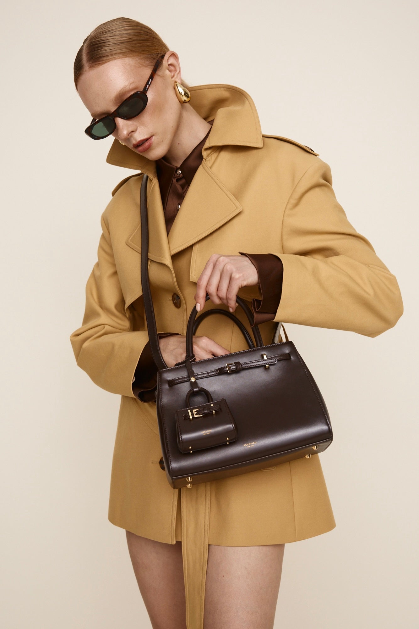 Chocolate Leather Book Tote Bag 25 (Low Stock)