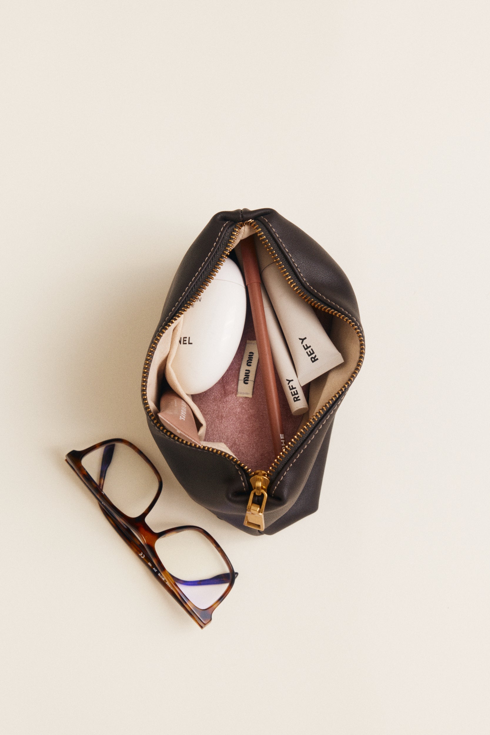 Espresso Leather Makeup Pouch