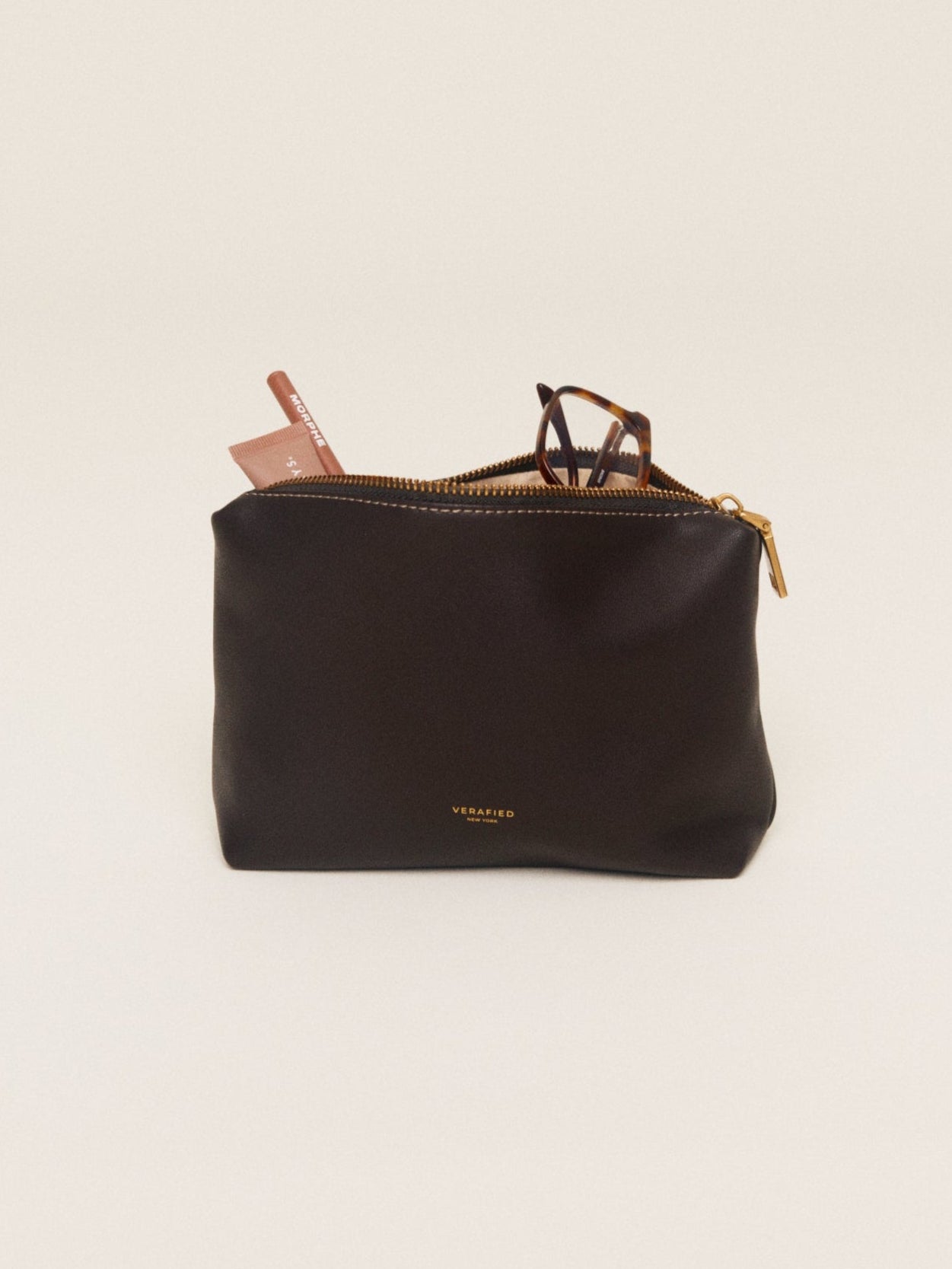 Espresso Leather Makeup Pouch