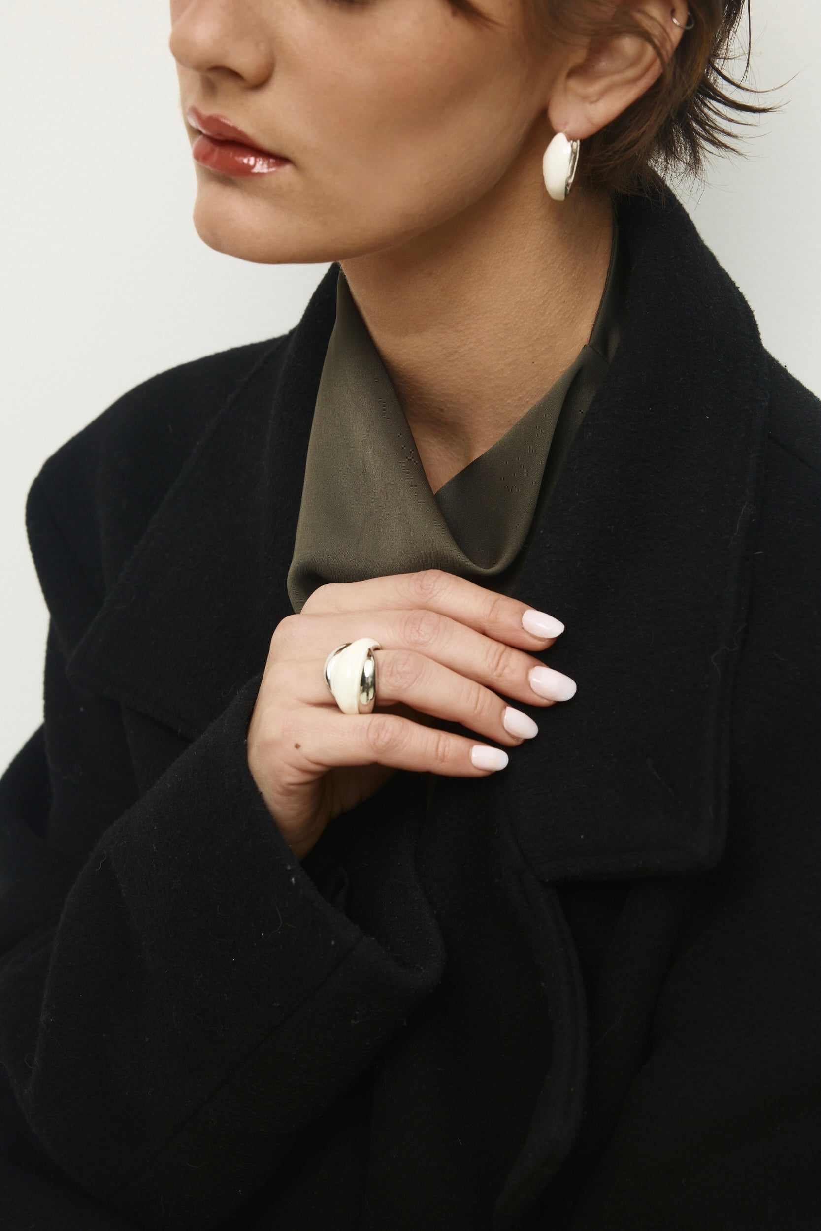 Ivory Orbit Hoop Earrings