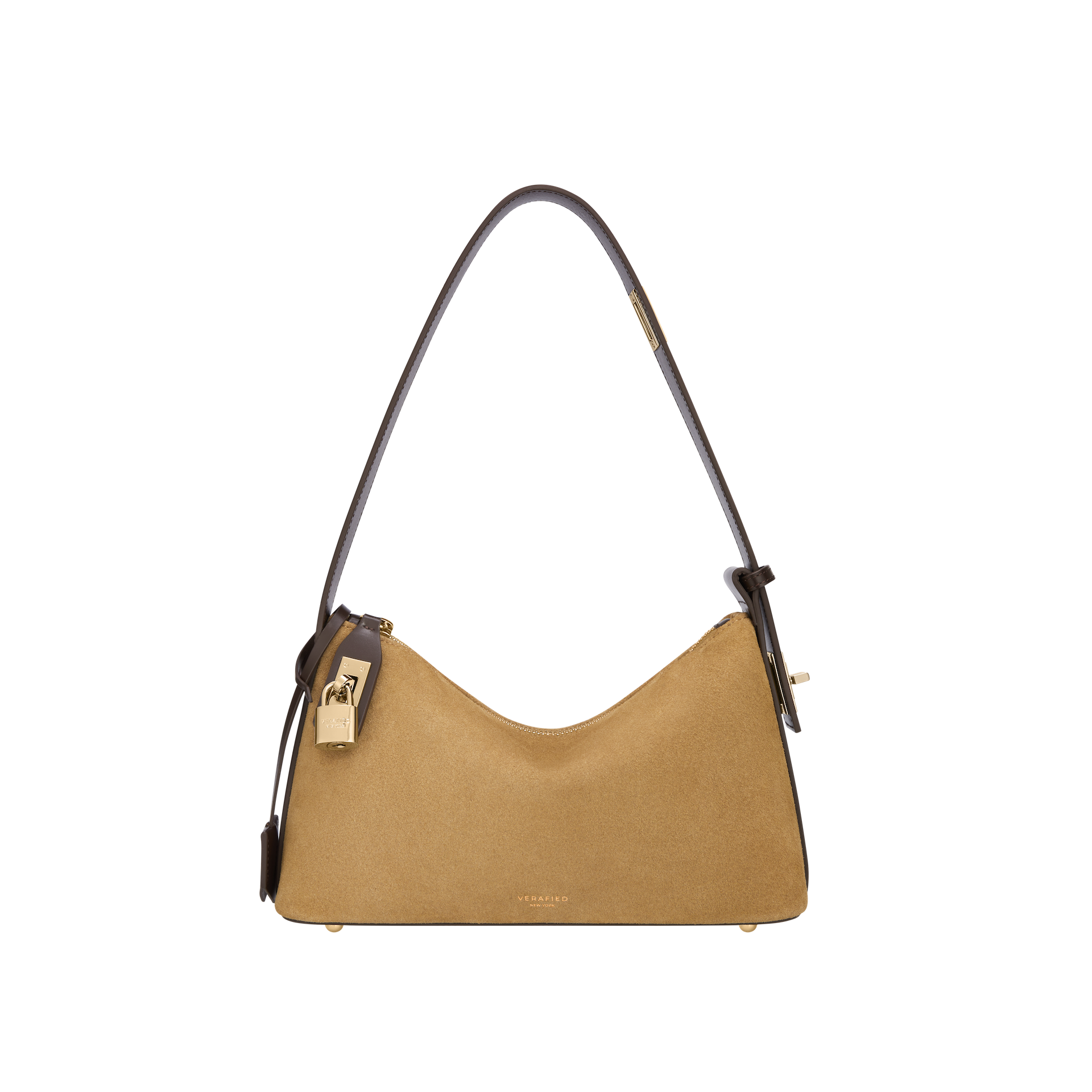 Gold Suede Hobo Shoulder Handbag 3