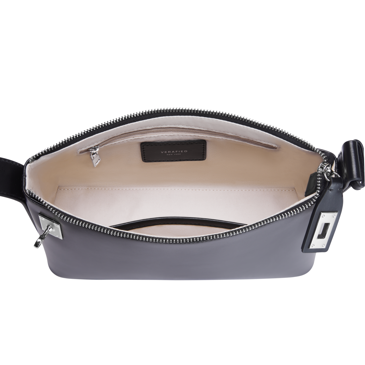 Silver Black Hobo Shoulder Handbag inside