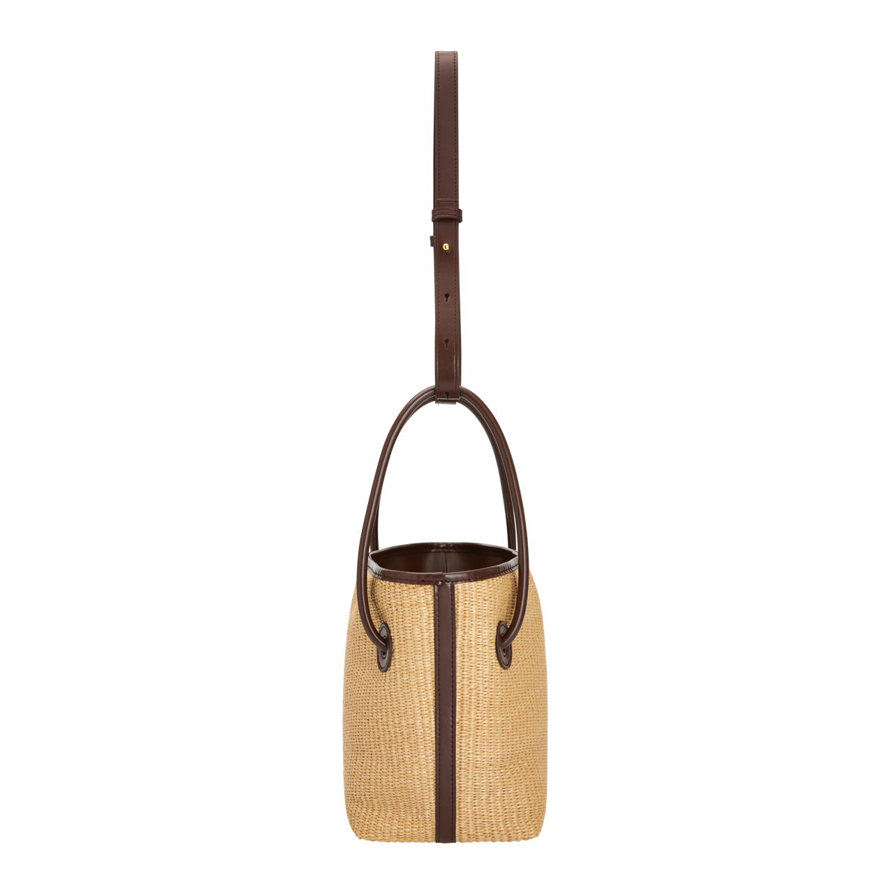 Leather-trimmed Raffia Bucket Bag (Final Sale)