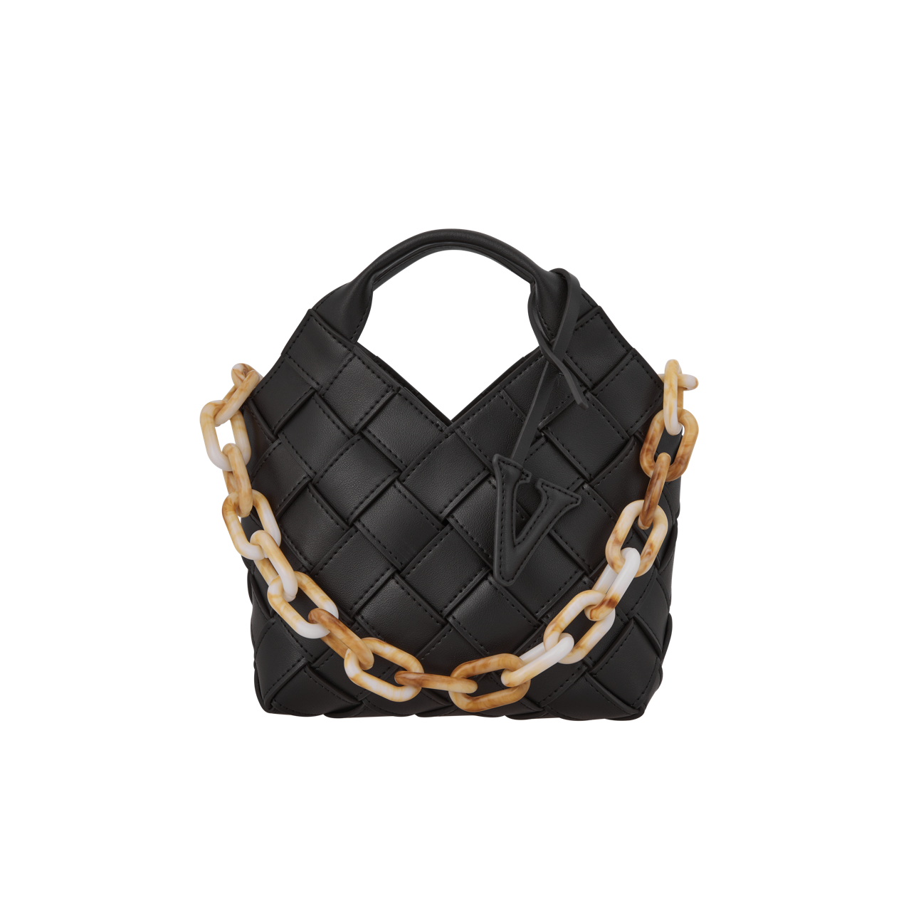 Black Woven Basket Bag