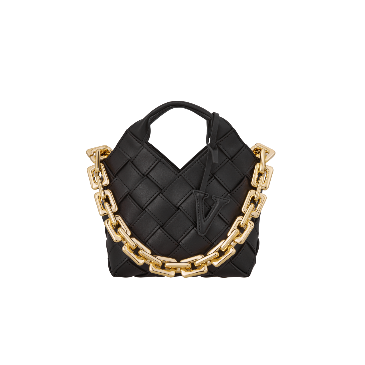 Black Woven Basket Bag