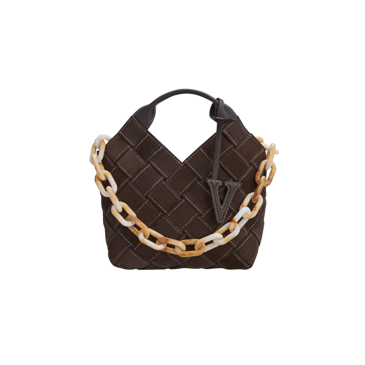 Espresso Suede Woven Basket Bag