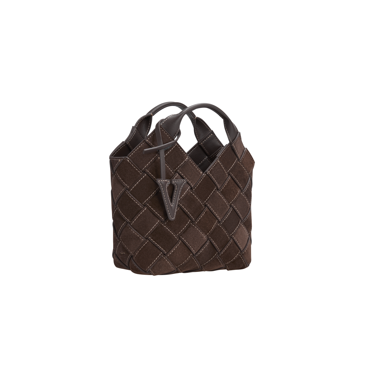 Espresso Suede Woven Basket Bag