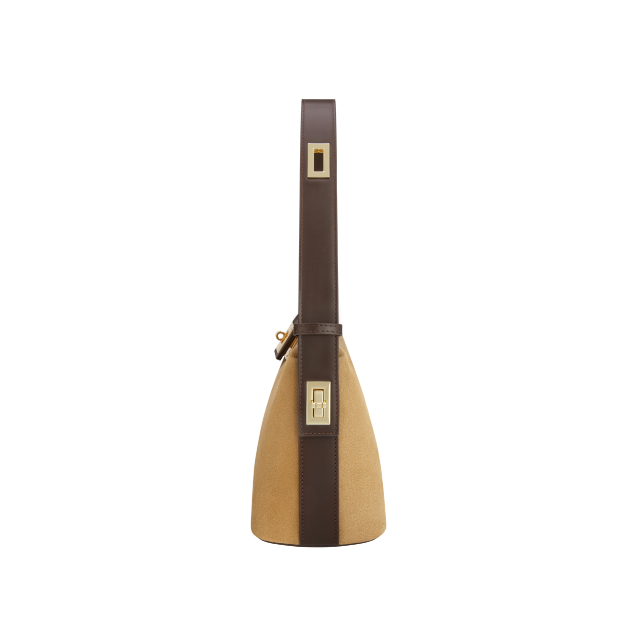 Gold Suede Hobo Shoulder Handbag side