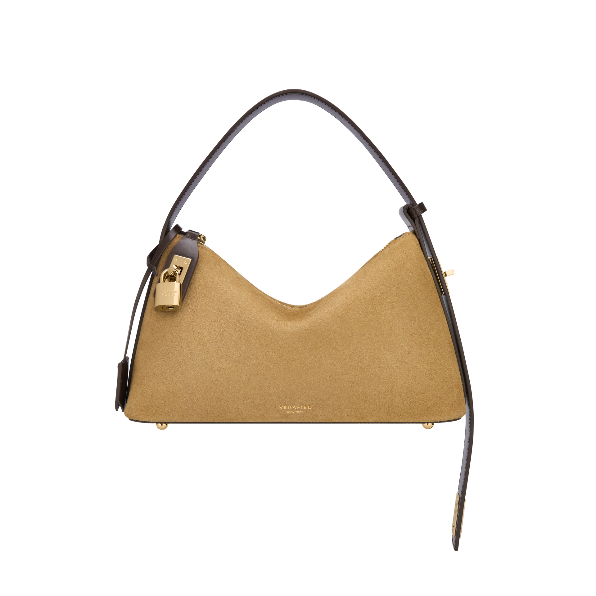 Gold Suede Hobo Shoulder Handbag 2