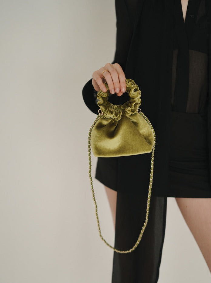 Mini Emerald Velvet Cloud Bag (Final Sale)