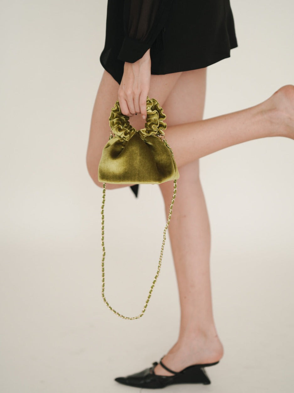 Mini Emerald Velvet Cloud Bag (Final Sale)