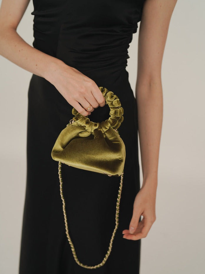 Mini Emerald Velvet Cloud Bag (Final Sale)