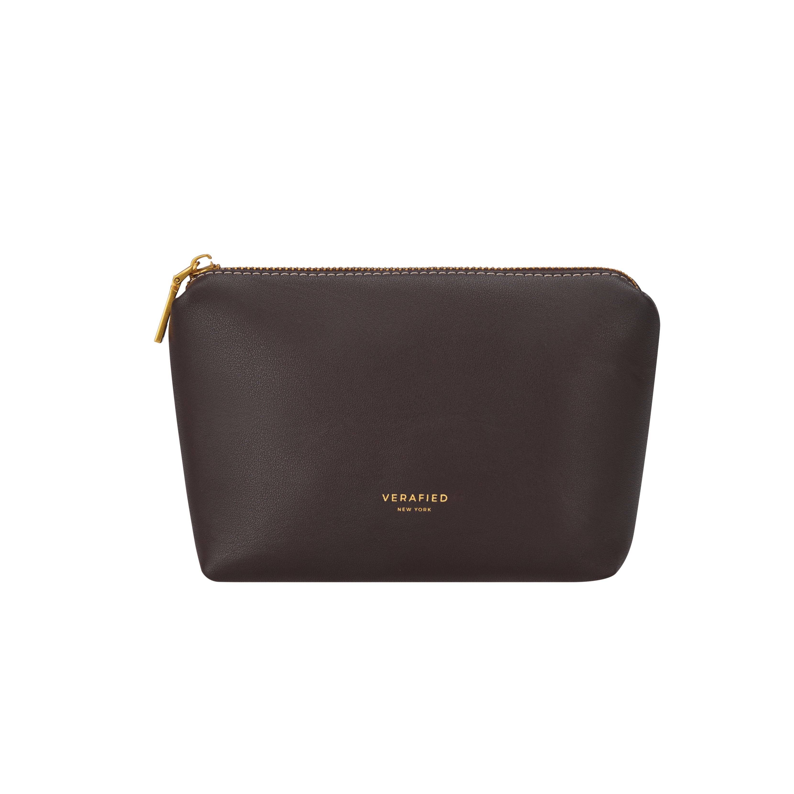 Espresso Leather Makeup Pouch