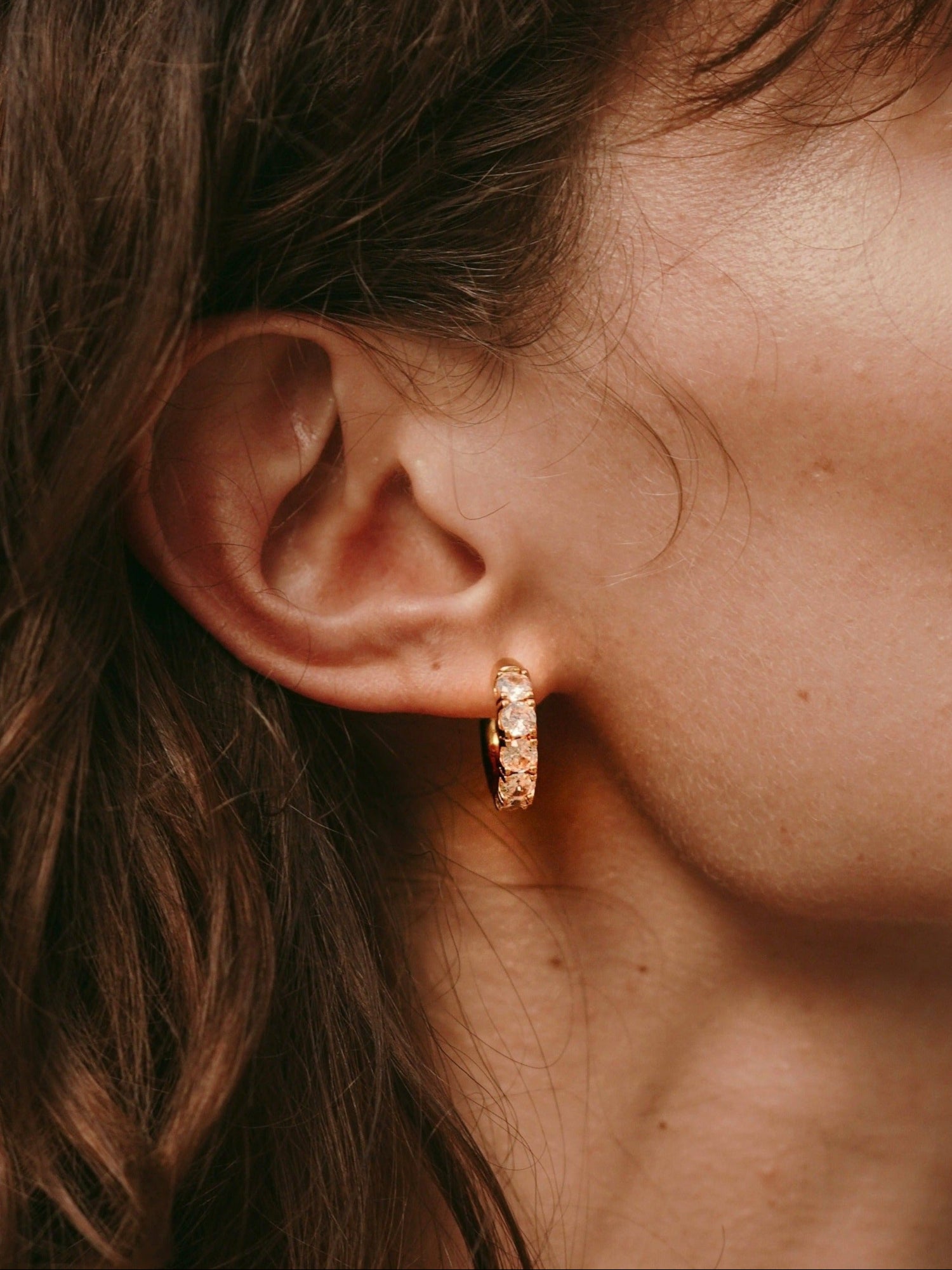 White Stone Hoops (Final Sale)