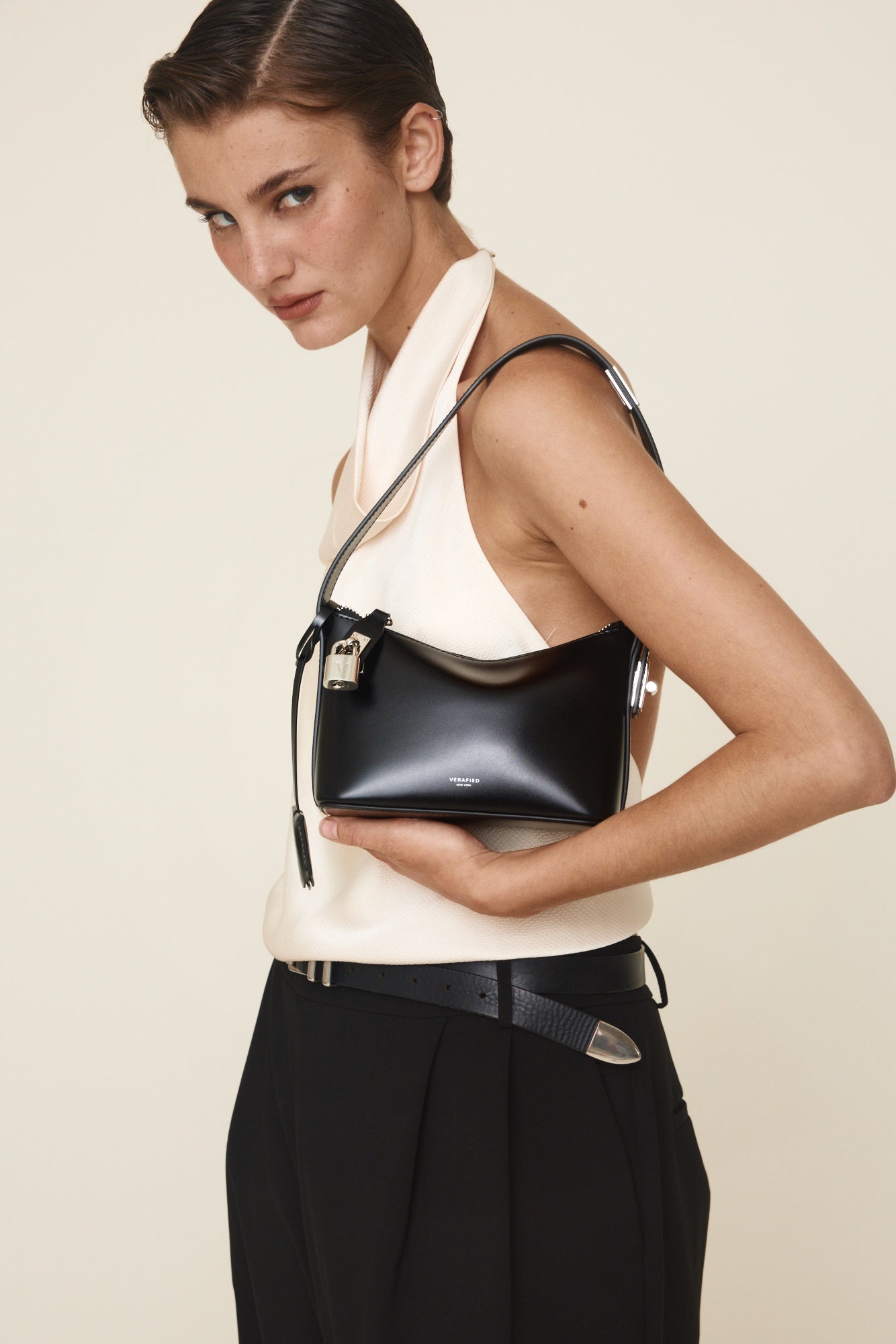 Mini Silver Black Hobo Bag