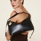 Gold Black Hobo Shoulder Handbag  with a model