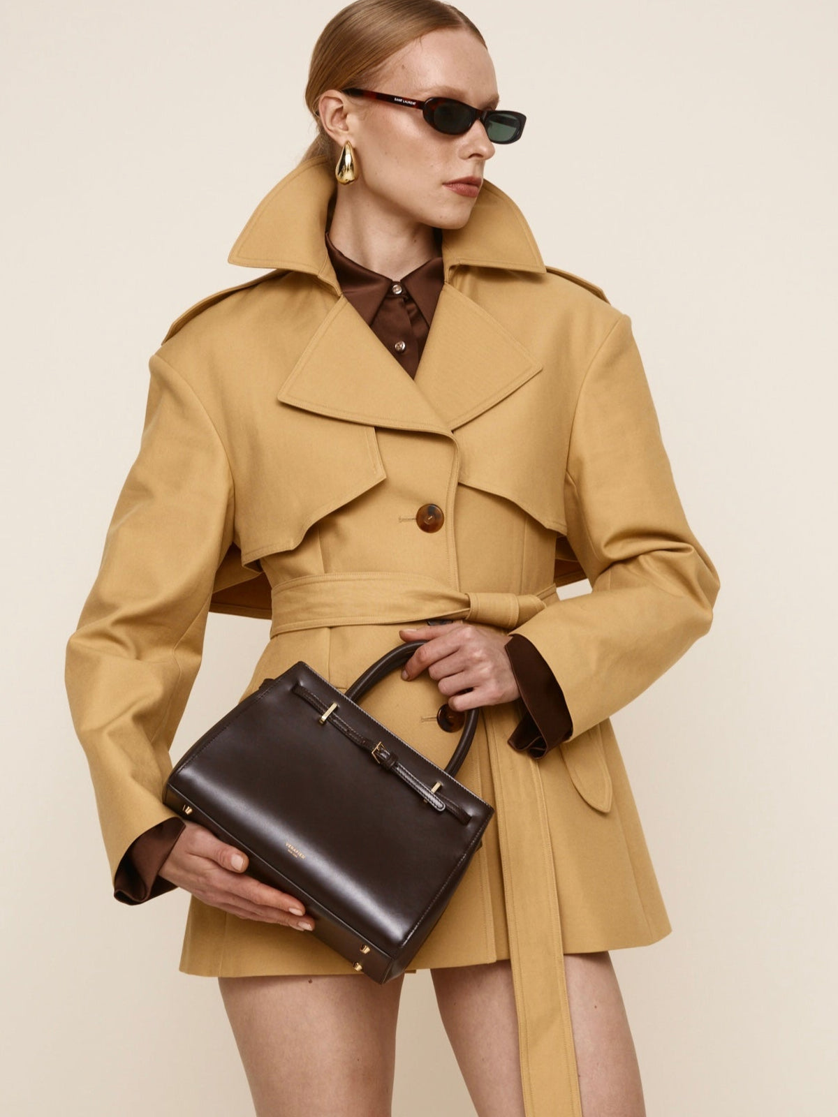 Chocolate Leather Book Tote Bag 25 (Low Stock)