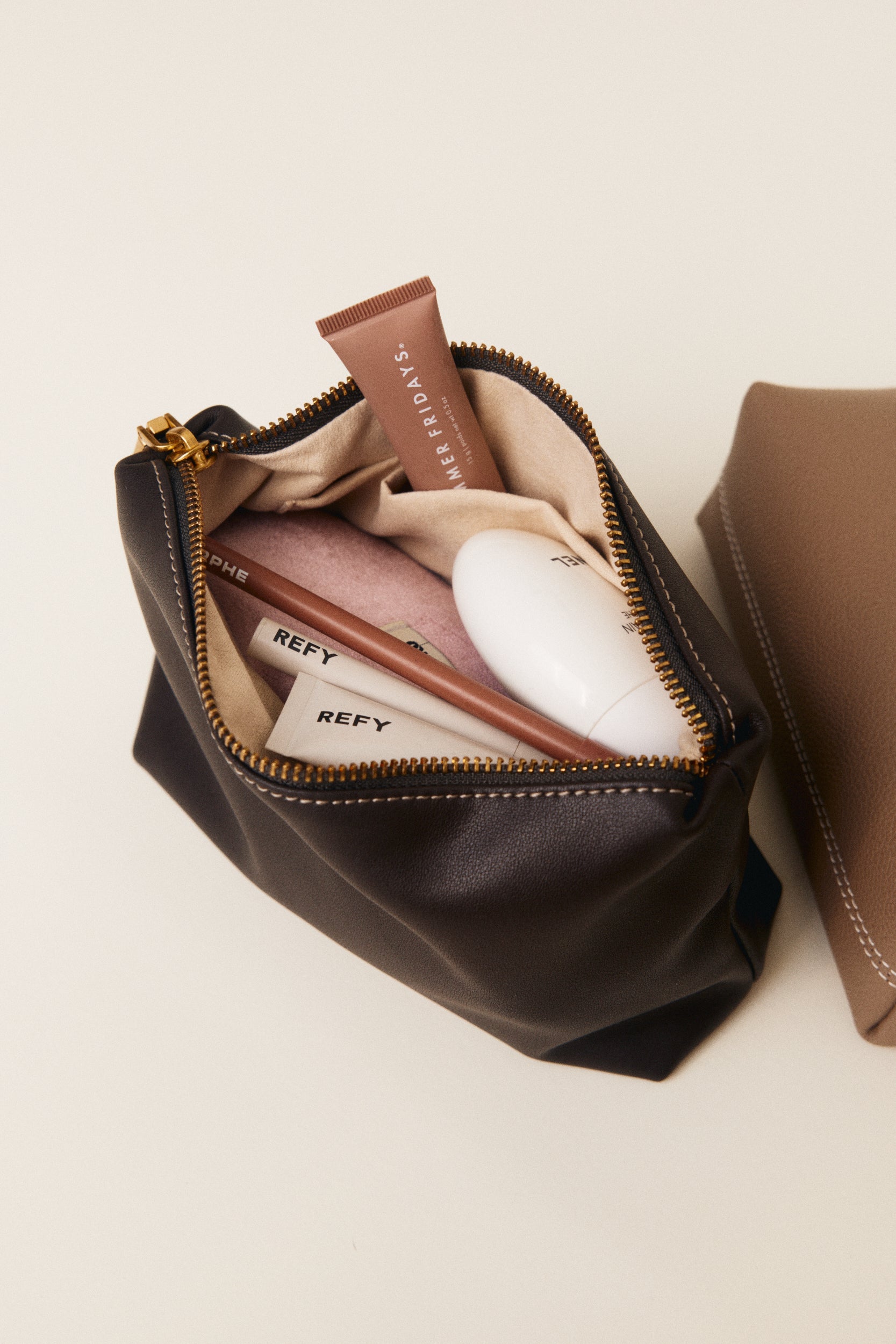 Espresso Leather Makeup Pouch