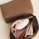 Etoupe Leather Makeup Pouch