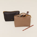 Etoupe Leather Makeup Pouch