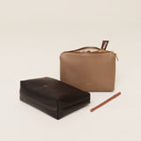 Etoupe Leather Makeup Pouch