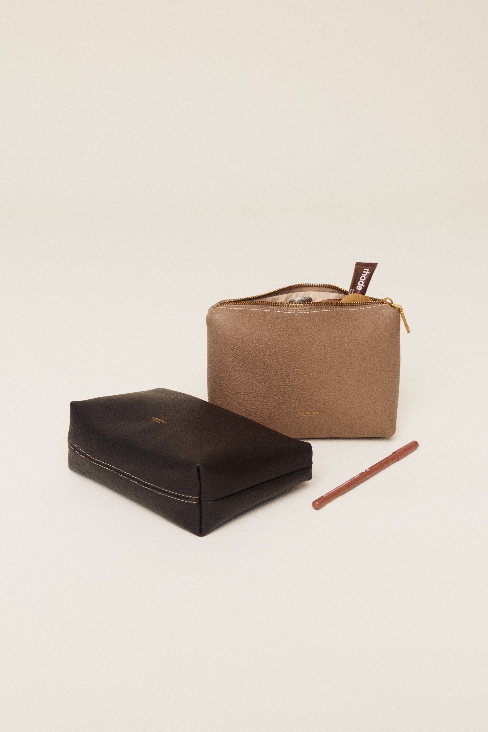 Espresso Leather Makeup Pouch