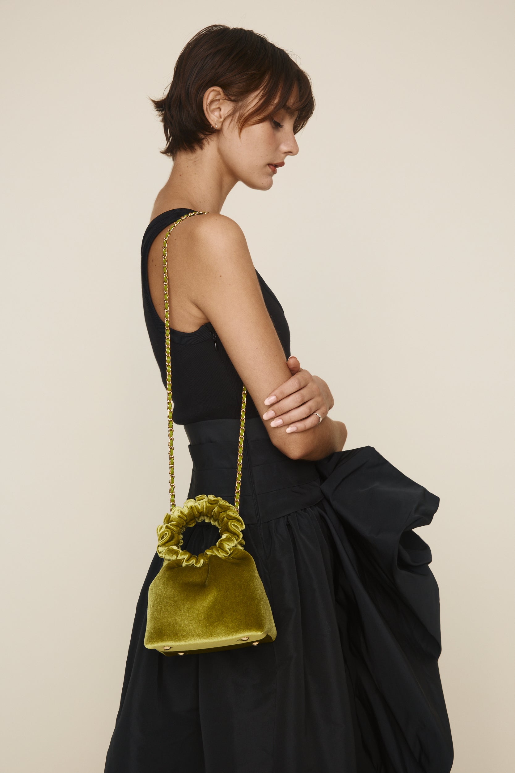 Mini Emerald Velvet Cloud Bag (Final Sale）