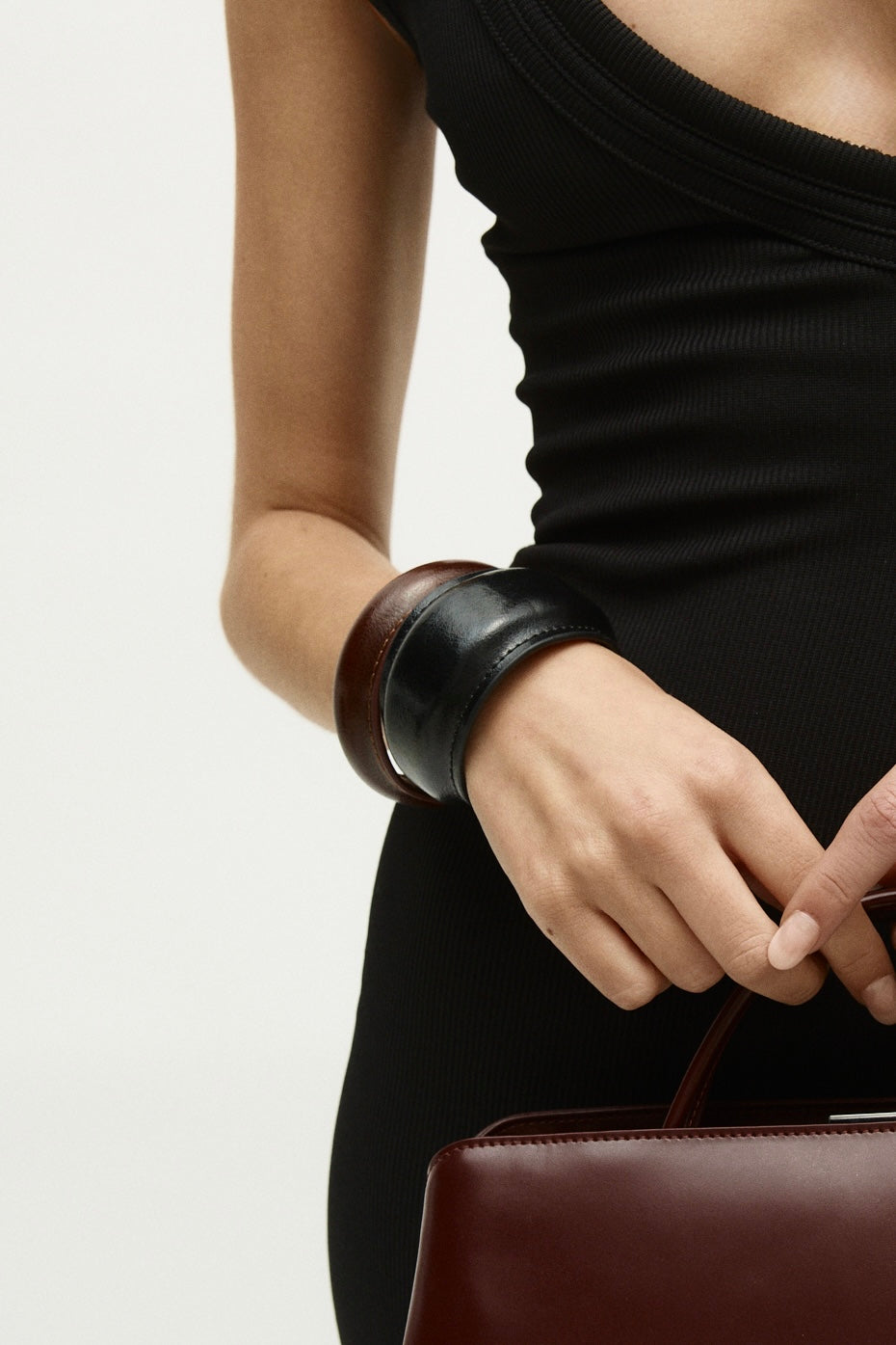 Black Leather Cuff Bracelet