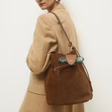 Toffee Suede Belted Tote Bag