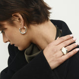 Ivory Orbit Hoop Earrings