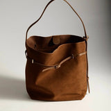 Toffee Suede Belted Tote Bag