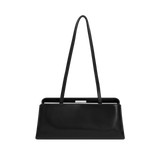 Silver Noir Éclair Clutch Shoulder Handbag with a strap on a white background