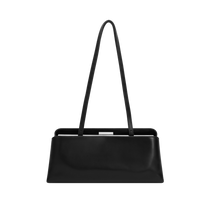 Silver Noir Éclair Clutch Shoulder Handbag with a strap on a white background