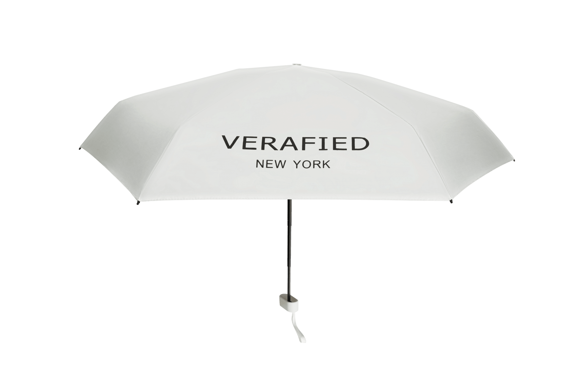 White VERAFIED Logo Printed Umbrella