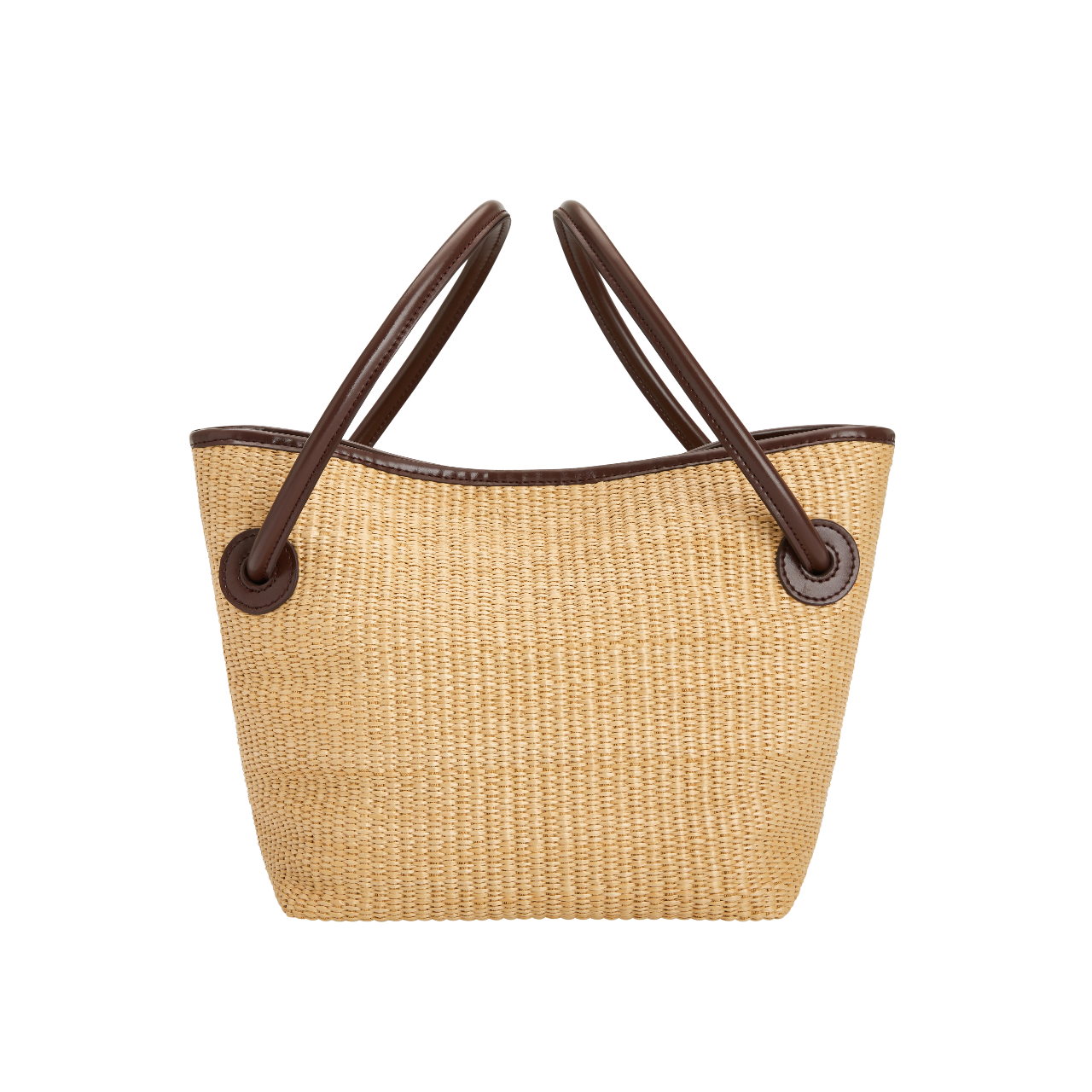 Leather-trimmed Raffia Bucket Bag(Final Sale)