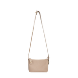 Beige handbag with a strap on a white background