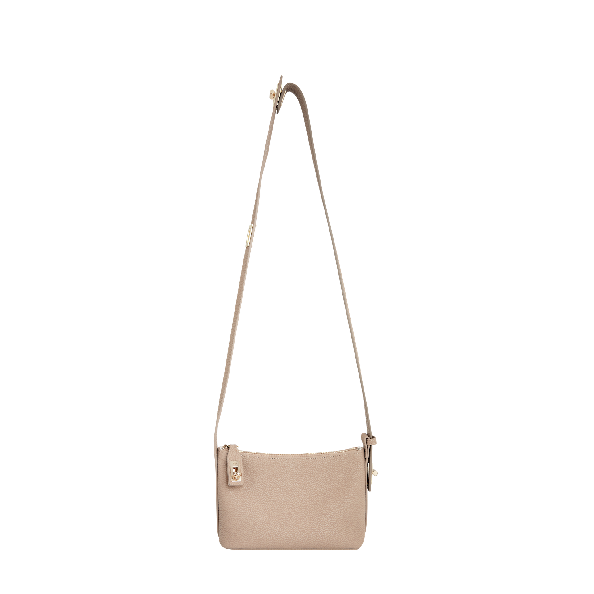 Beige handbag with a strap on a white background