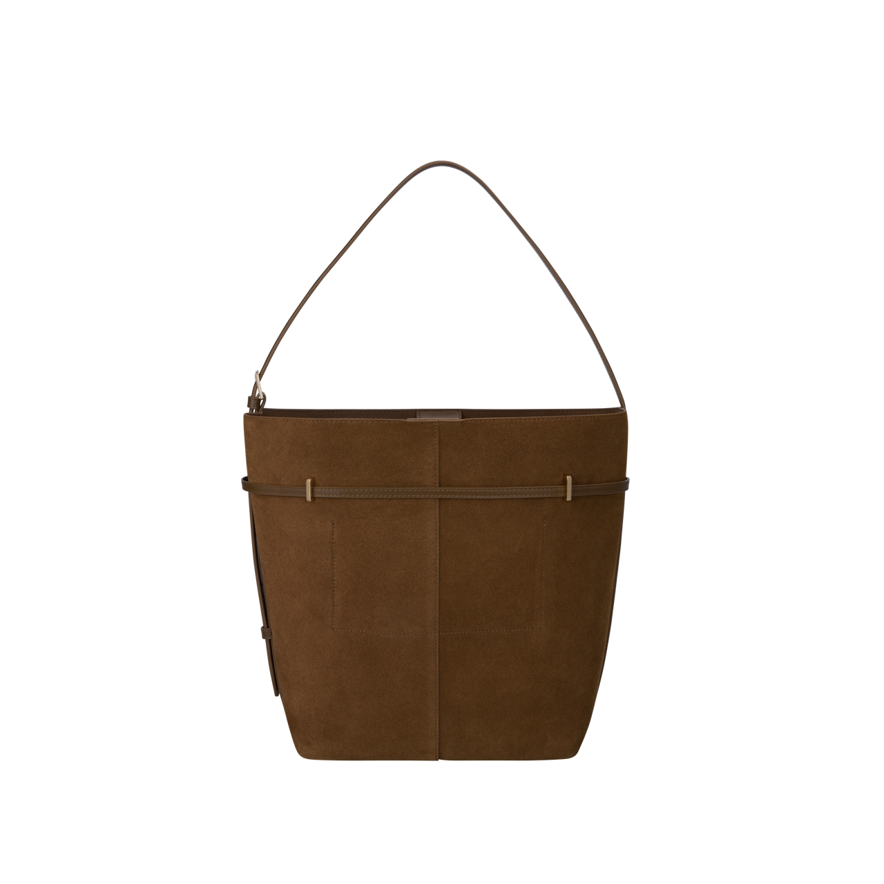 Toffee Suede Belted Tote Bag