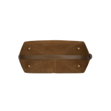 Toffee Suede Belted Tote Shoulder Bag bottom