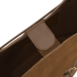 Toffee Suede Belted Tote Bag