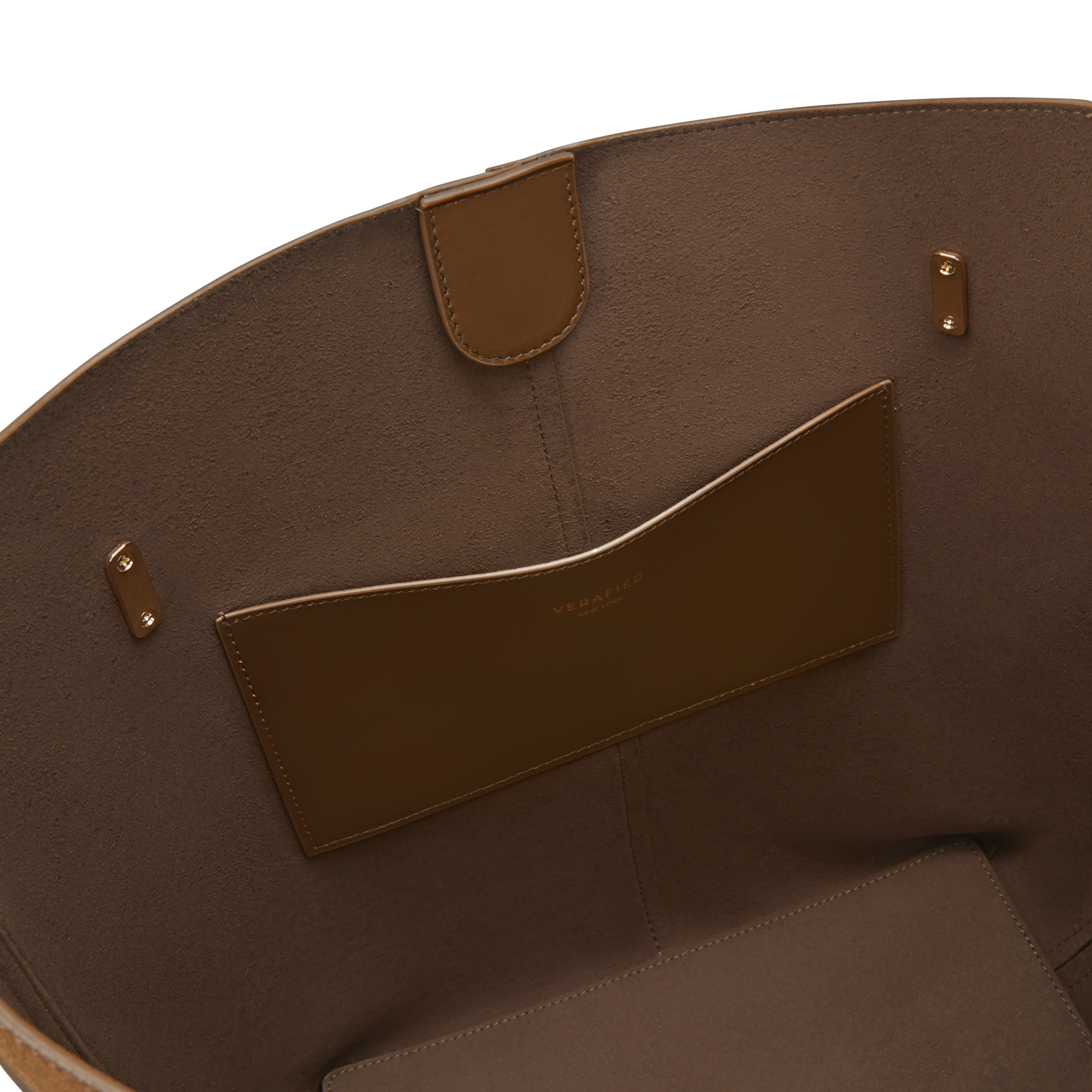 Toffee Suede Belted Tote Bag