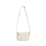 Ivory Twister Hobo Handbag with a strap on a white background