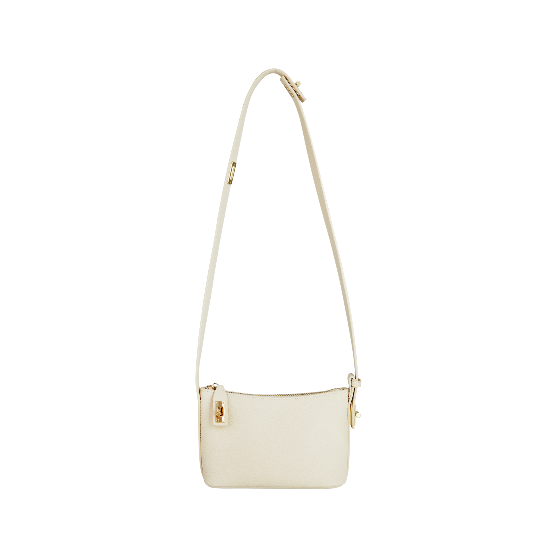 Ivory Twister Hobo Handbag with a strap on a white background