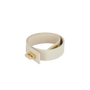 Beige leather bracelet with a gold clasp on a white background