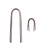 Two metal stakes with curved tops on a white background