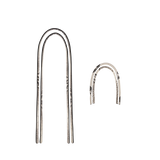 Silver earring strips on a white background