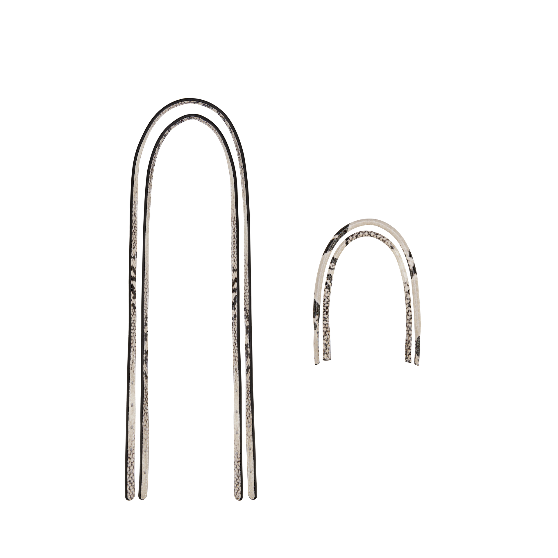 Silver earring strips on a white background